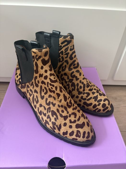 Zara леопардови боти с естествен косъм