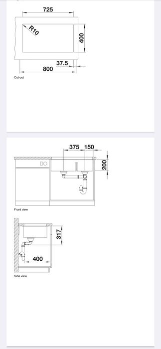Мивка Бланко - Черна SUBLINE 430/270-U