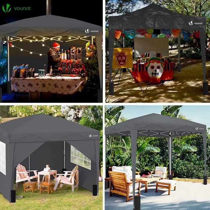 Pavilion pop-up Vounot 3x3m cu pereti laterali , gri