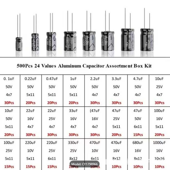 Pachet kit condensatori electrolitici 500buc depanare