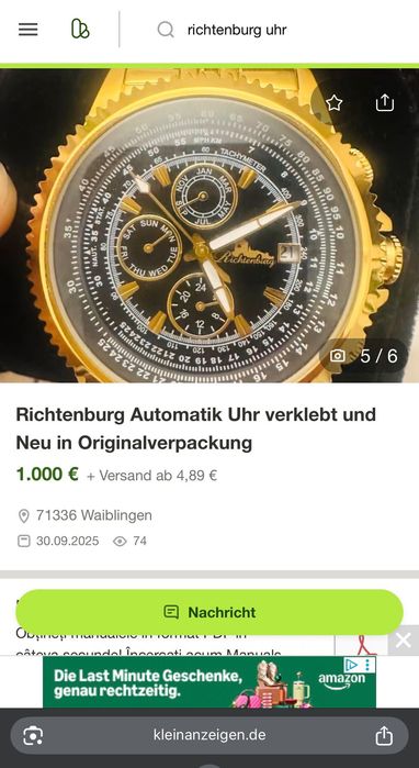 Ceas lux de aur Richtenburg pentru bărbați