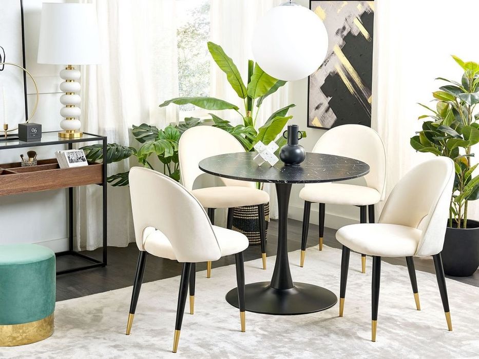 Set 2 scaune dining din catifea bej, Beliani