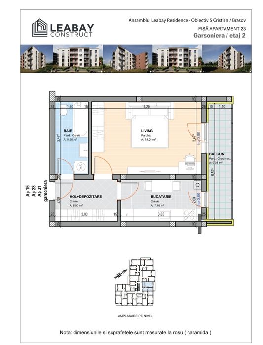 Garsonieră Leabay Residence + parcare inclusă