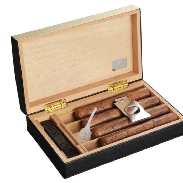 Cohiba кутия за пури кедров преносим хумидор с кожено покритие кохиба