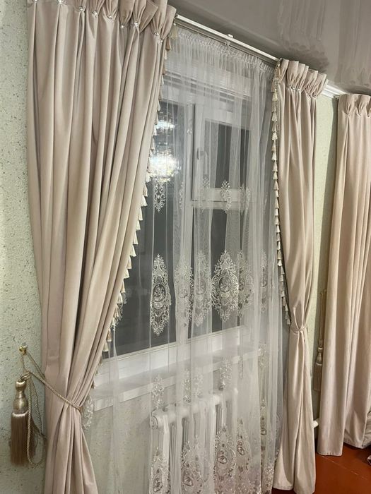 Шторы с тюлем 3 штуки
