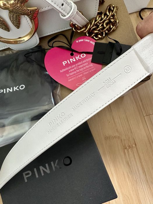 Чисто нова чанта и колан Pinko в бял цвят