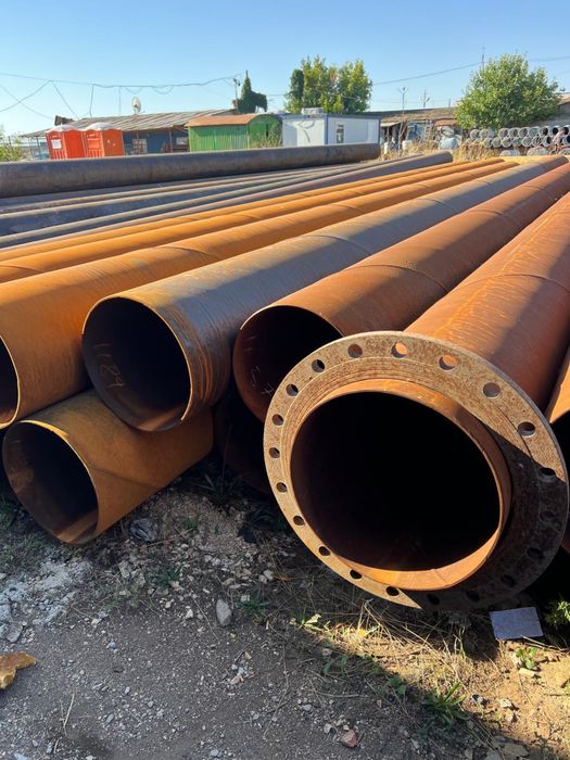Vand teava metalica cu flanse de prindere , coturi , reductii , teava de subtraversari si foraje