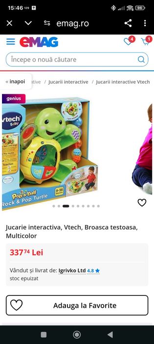 Reducere! Jucarie muzicală/ joc interactiv V'Tech, Țestoasa veselă