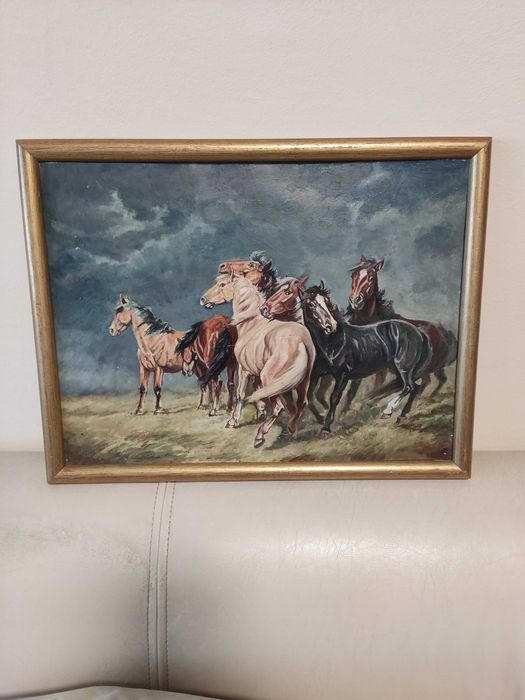 8 картини-масло акварел цветя,морски,зимен,планински пейзаж,коне,кула