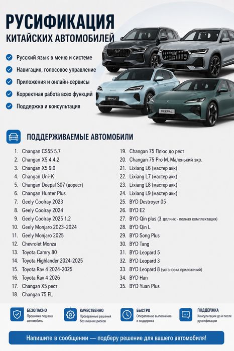 Русификация китайских авто | Changan, BYD, Geely, Lixiang