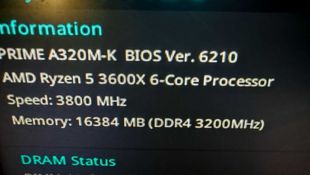 ASUS PRIME A320M-K + Ryzen 3600x 6-Core + 16GB RAM + SSD