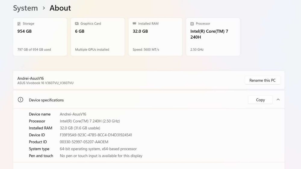 Laptop ASUS V16 V3607VU