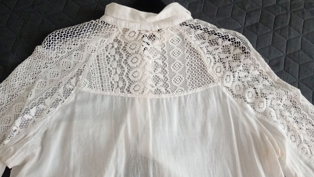 Cămașa damă, pânză topita, crem, măsură M