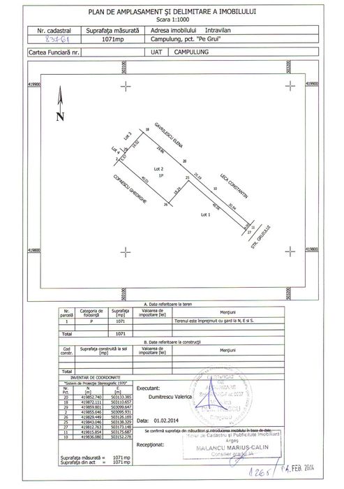 Teren de vanzare 1071 mp, Campulung, Arges
