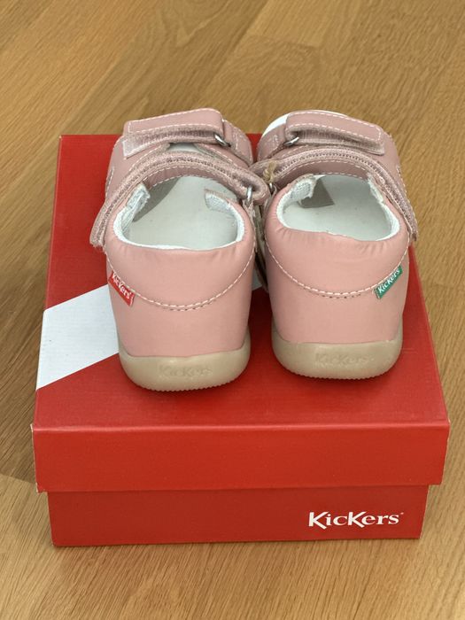 Sandale Kickers din piele, inchidere velcro, 25 EU, interior 15.7 cm