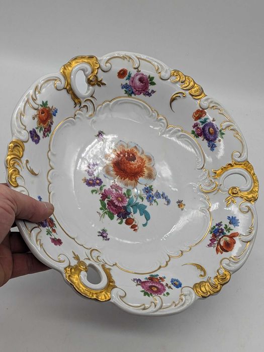 Schaubach Kunst блюдо тарелка золото Германия цветы раритет.