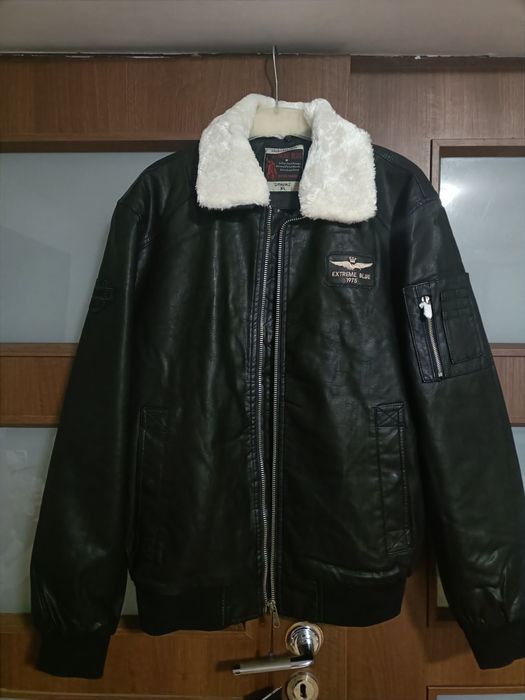 Geaca aviator guler detașabil
