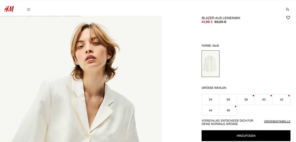 Новый пиджак H&M, лен, размер L (52/54)