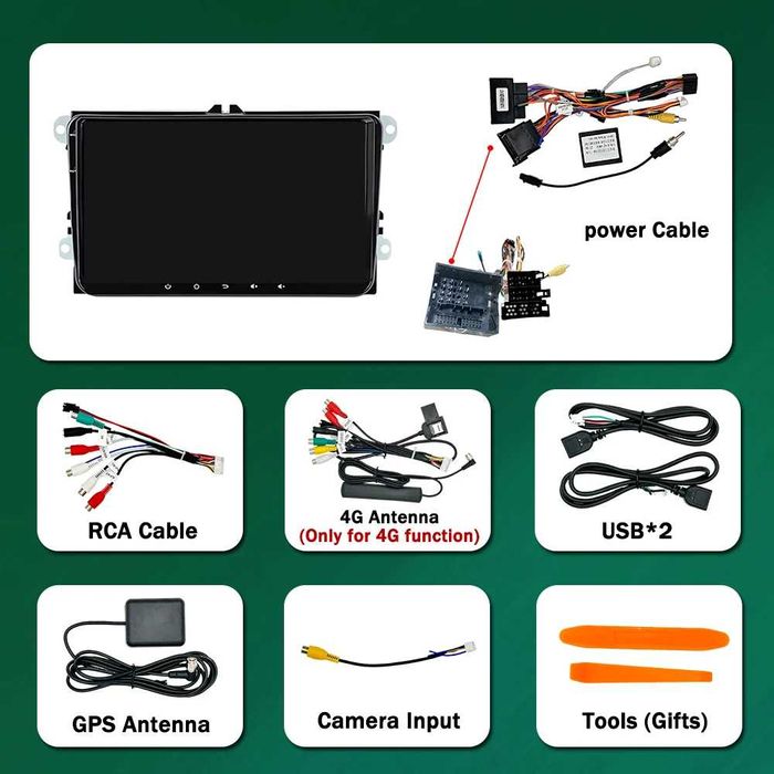 Navigatie Android 4GB RAM+ 64GB VW GOLF 5 6 PASSAT B6 B7 CC SEAT SKODA