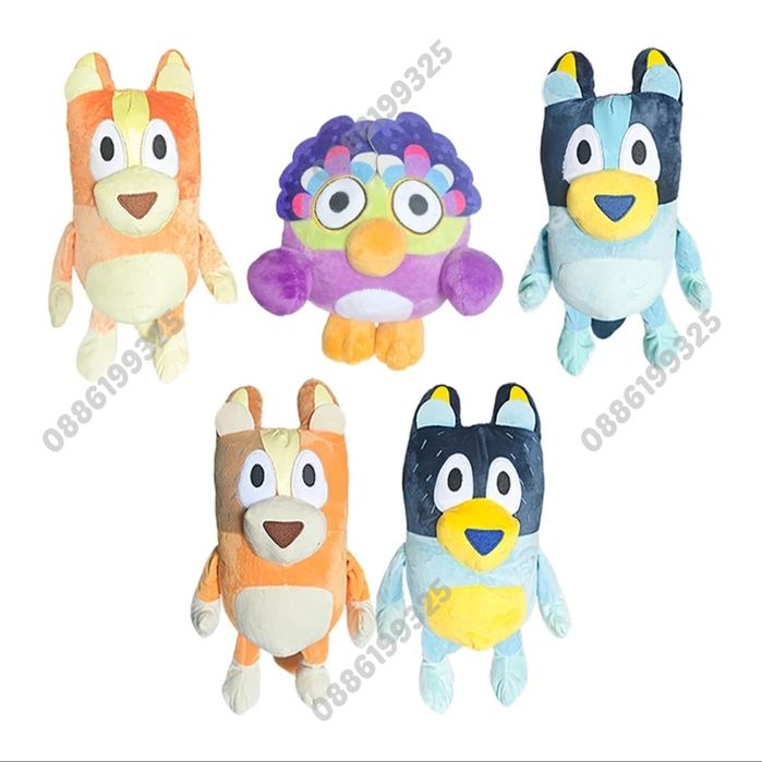 Комплект Плюшена играчка Блуи и Бинго + фигурки Блуи и Бинго