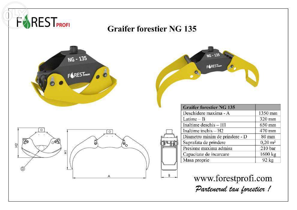 Graifer forestier NG 135 deschidere 1350mm