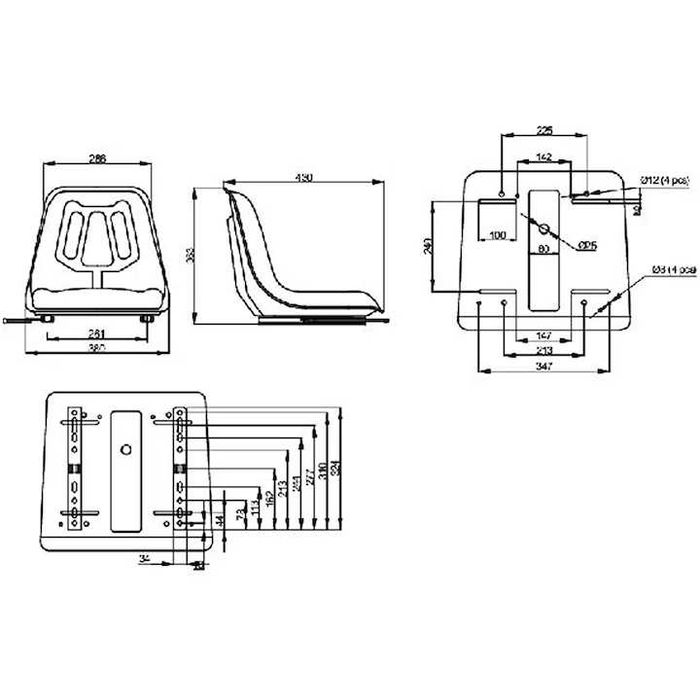 Scaun universal pentru tractorase japoneze si alte tractoare mici