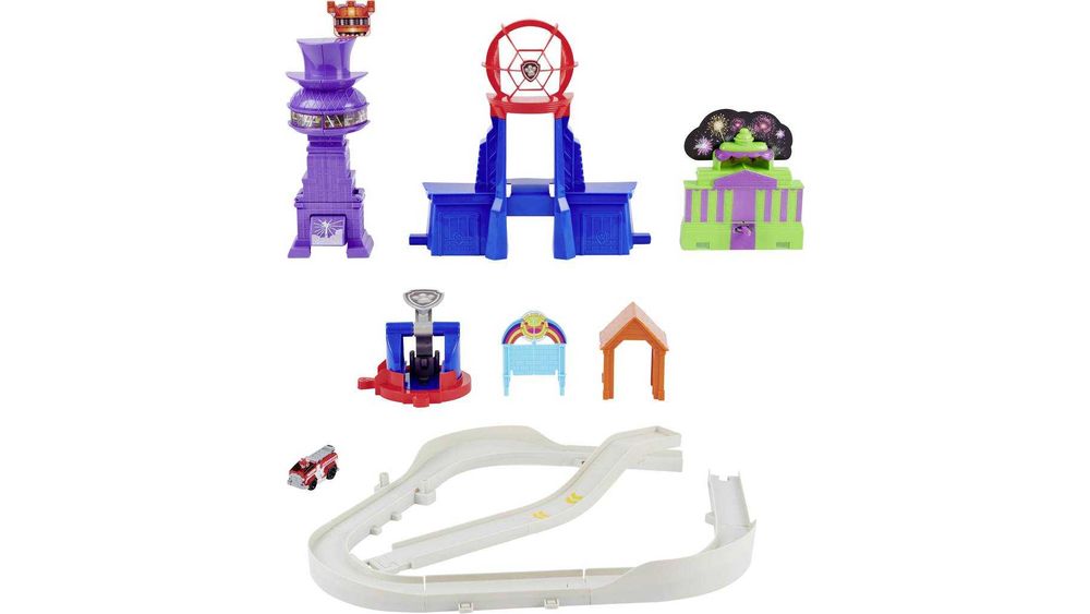 Paw Patrol Комплект с писта за игра  с 2 изстрелвачки метална количка