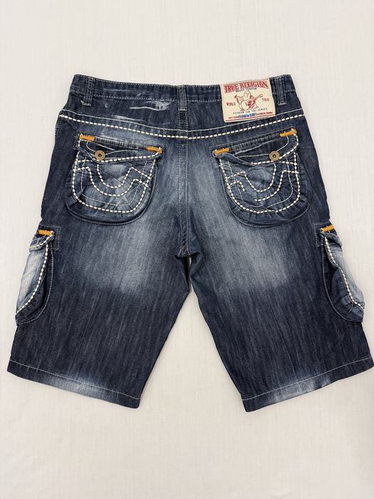 Pantaloni scurti TRUE RELIGION (33 M-L barbat) blugi jeans Made in USA Rainbow Bobby denim vintage Y2K