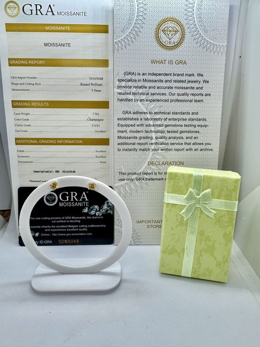 Сребърни обеци с мойсанит (Диамант) 1 карат