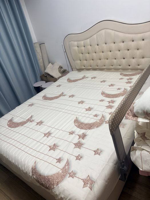 Pat matrimonial cu lada de depozitare fara saltea