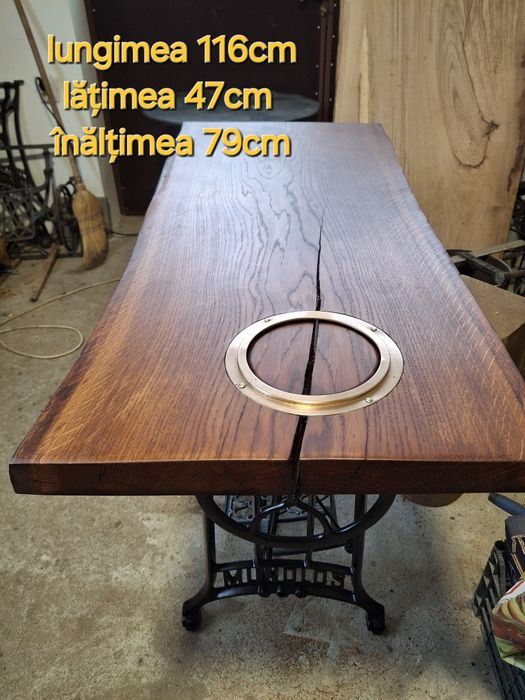 Măsuțe din fontă cu blat stejar