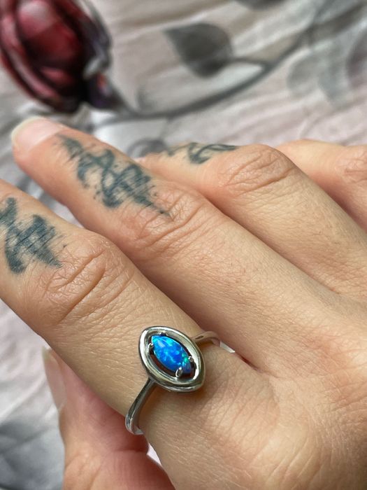 Сребърен пръстен със син опал Австралийски нов