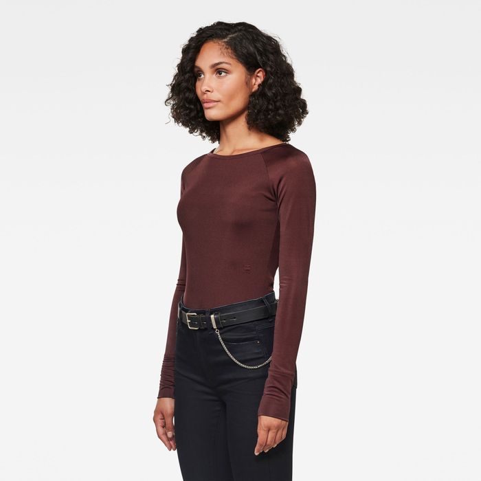 G-Star RAW Melam Boat Slim Body дамско боди с дълъг ръкав - XL-L