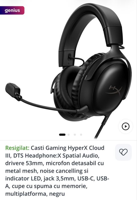 Casti gaming HyperX cloud 3