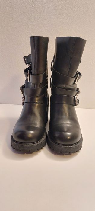 Botine cizme  ghete 36 piele naturala negre