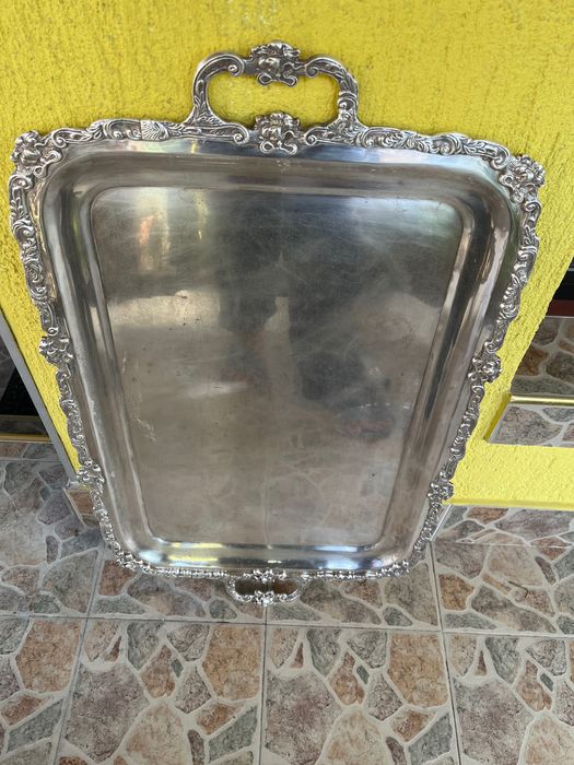 Старинен тежък посребрен  поднос( тава)