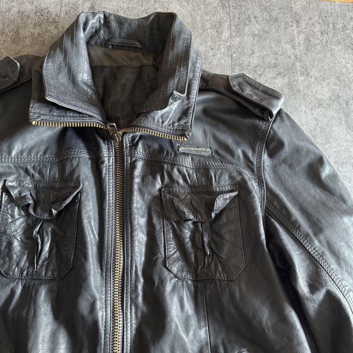 Geacă  vintage de piele naturală Superdry  biker neagră mărime M