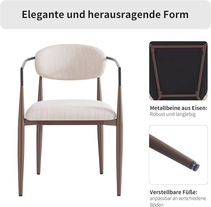 PROMO Scaun set 2-4-6-8, structura metal, sezut tapitat