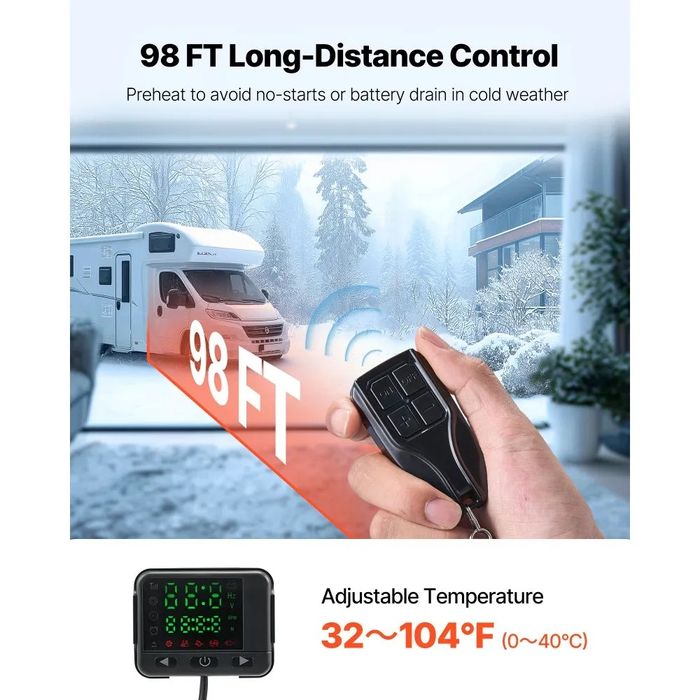 Vevor încălzitor diesel pe motorină 12v, 8kw bluetoot,