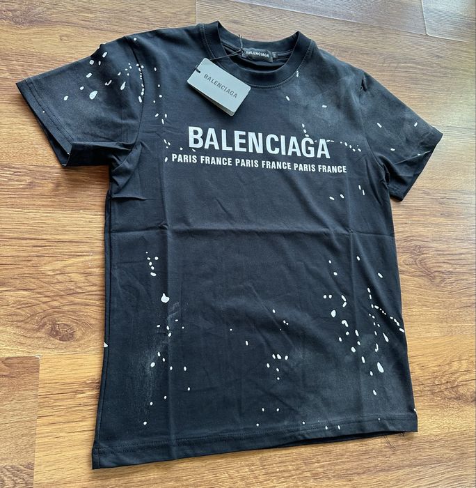 Мъжка,памучна,черна тениска Balenciaga Paris