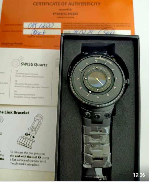 Ceas Magneto Precisio Black- editie limitata,  cuart si magnetic,