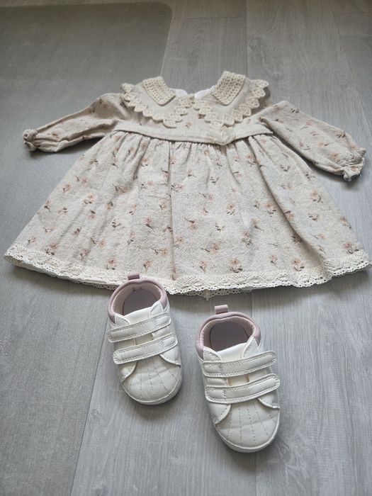 Set adorabil fetiță 1 an – Rochiță elegantă + adidasi