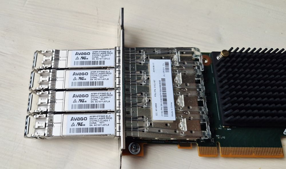 Set  4 x transceiver AVAGO AFBR 57F5MZ ELX 16 GB/s SFP Plus 850 nm