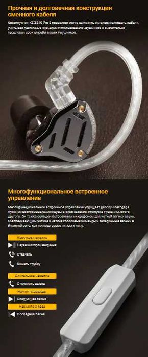 Новые запечатанные проводные наушники KZ ZS10 PRO 2 Hi-Fi 1DD + 4BA