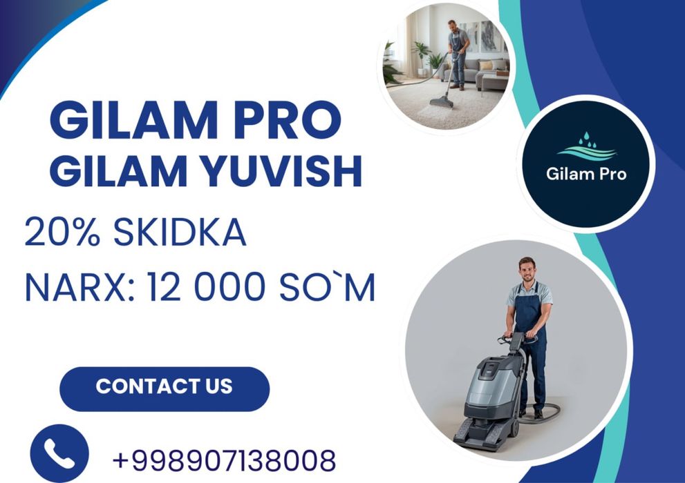 Gilam yuvish tez va toza