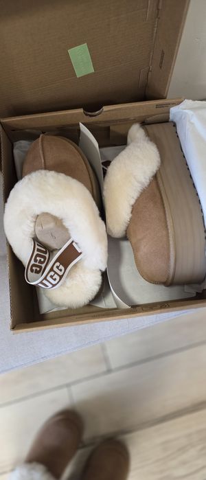 Нови UGG велурени боти с пух без закопчаване с кожа кафяви 37