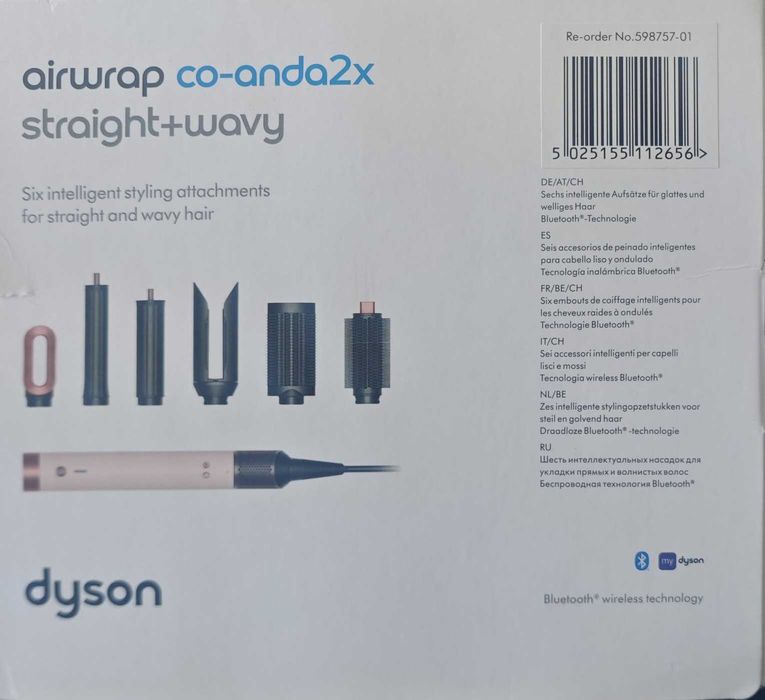 DYSON аrwrap Co-anda2x Straight+Wavy– Много приставки, функции + Bluethooth, ЧИСТО НОВO