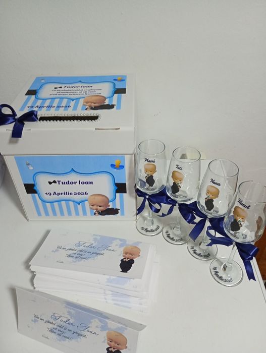 Invitații, suport verighete, plicuri, cutie dar, marturii