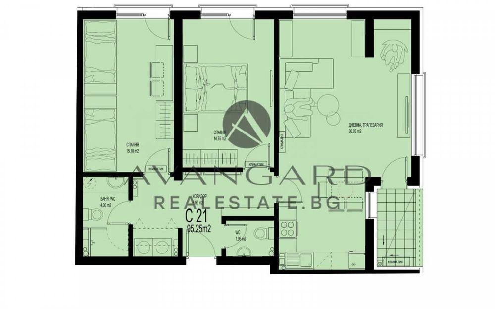 оф.24768 Просторен тристаен в луксозна сграда/ Смирненски