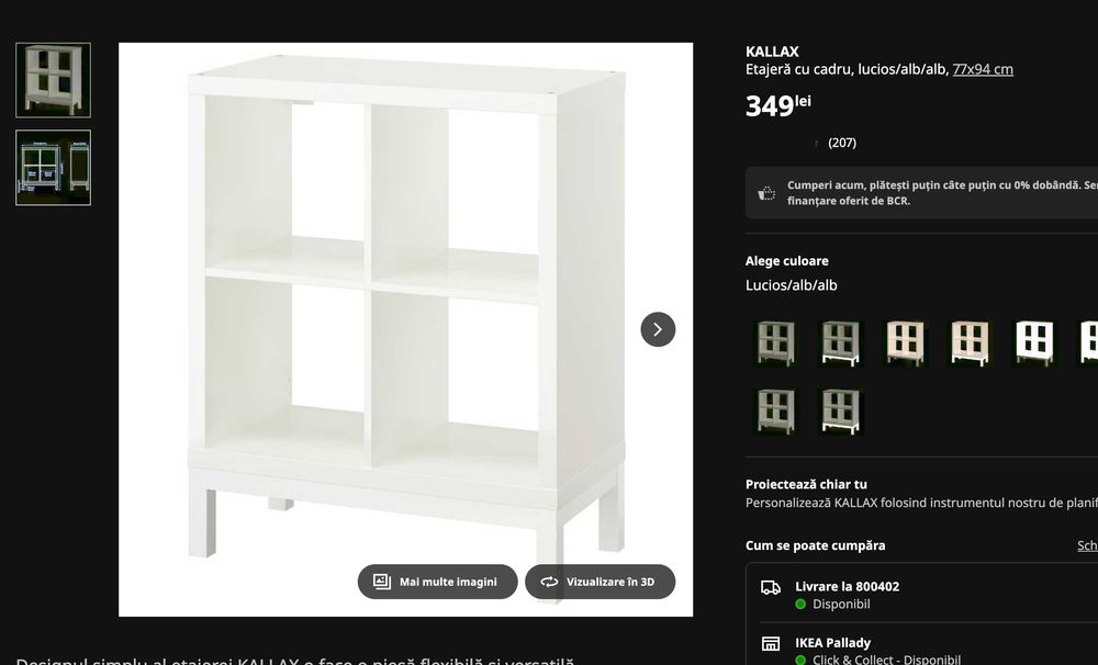 KALLAX
Etajeră cu cadru, lucios/alb/alb, 77x94 cm